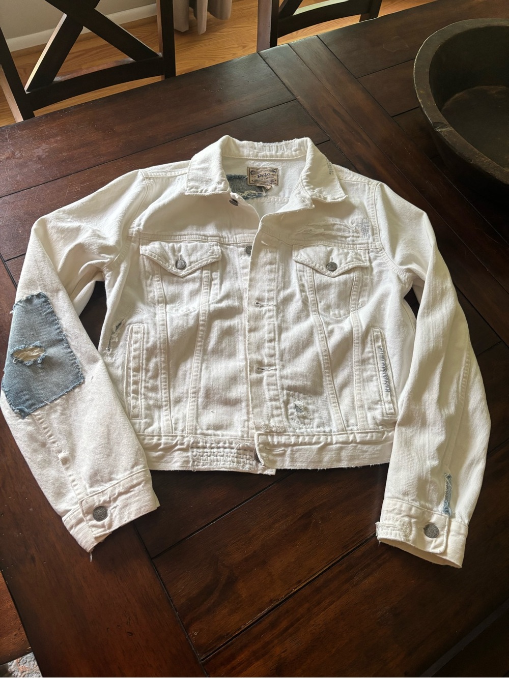 Authentic Lauren White Distressed Denim Jacket - Picture 1 of 7